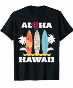 Aloha Hawaii Beach Surfboard T Shirt