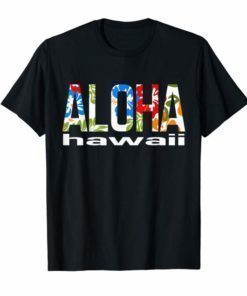 Aloha Hawaiian T-shirt Flowers Hawaii Funny Vacation Surf