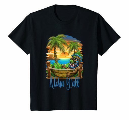 Aloha Yall Tiki Beach T-Shirt Hawaii Vacation Group Shirt