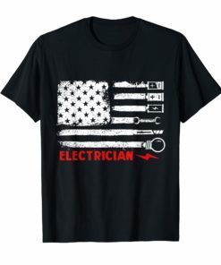 American Flag With Electrician T-Shirt For Men Women