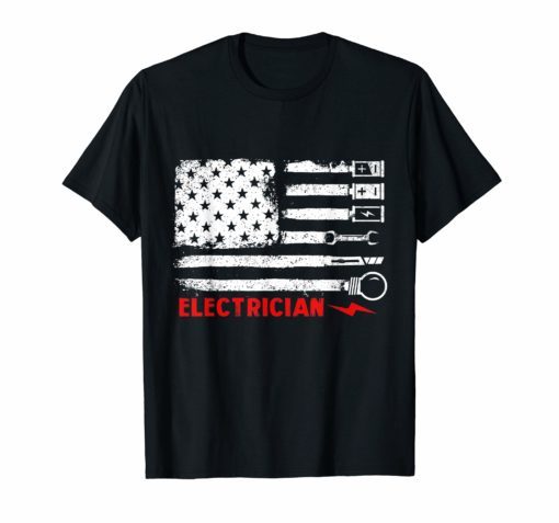 American Flag With Electrician T-Shirt For Men Women