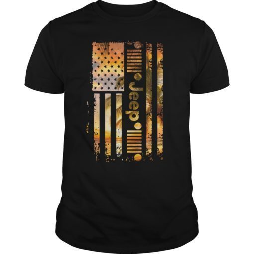 American Jeep Flag Sunset Light Summer Vacation Shirt