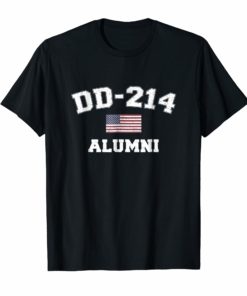 DD-214 US Armed Forces Alumni USA Flag Vintage T-Shirts