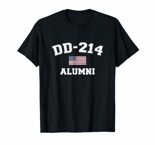 DD-214 US Armed Forces Alumni USA Flag Vintage T-Shirts