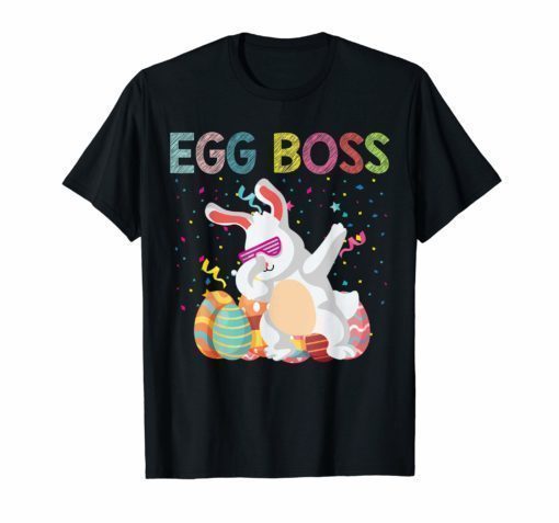 Dabbing Egg Boss Easter Bunny T Shirt For Kids Toddlers Boys