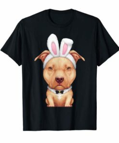 Fawn Pit Bull Terrier in the Easter Bunny Costume T-Shirt