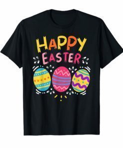 Happy Easter Day T-Shirt Colorful Dye Egg Hunting Cute Shirt