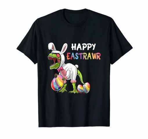 Happy Eastrawr T-Rex Dinosaur Easter Bunny Egg T Shirt Kids