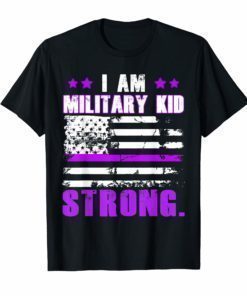 I'm Military Kid Strong American Flag Purple Up Shirt
