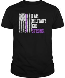 I'm Military Kid Strong American Flag Purple Up Shirt Tee