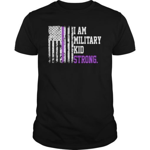 I'm Military Kid Strong American Flag Purple Up Shirt Tee