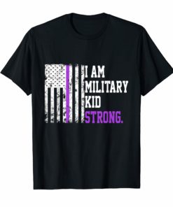 I'm Military Kid Strong American Flag Purple Up Shirt Tee