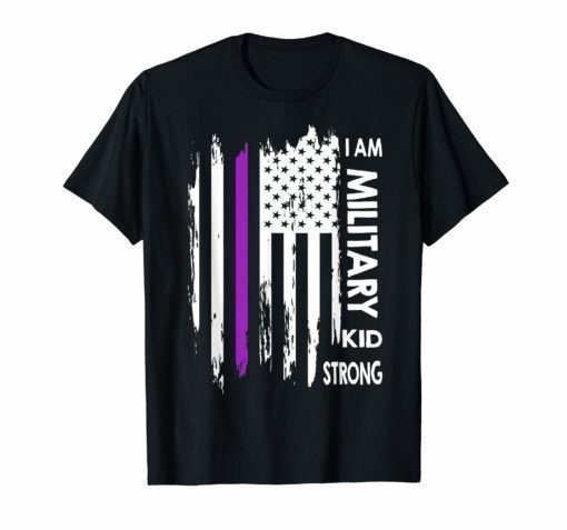 I'm Military Kid Strong American Flag Purple Up Shirt Tee