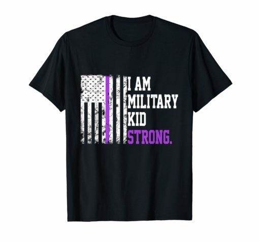 I'm Military Kid Strong American Flag Purple Up Shirt Tee