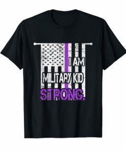 I'm Military Kid Strong American Flag Purple Up T-Shirt