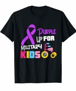 I'm Military Kid Strong American Flag Shirt Purple Up T-shir