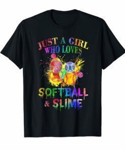 Just A Girl Who Loves Softball and Slime Tshirt Funny Gift