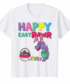 Kids Happy EastRAWR TShirt for kids Cute Dinosaur with Bunny Ears