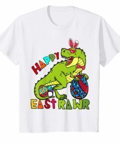 Kids Kids Happy Eastrawr T Rex Dinosaur Easter Bunny Egg T-Shirt