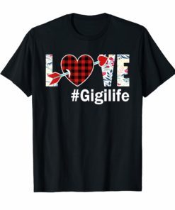 Love Mimi Life #Gigilife Plaid Heart Floral T-Shirt
