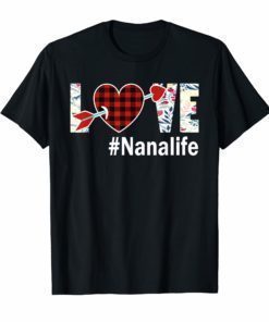 Love Mimi Life #Nanalife Plaid Heart Floral T-Shirt