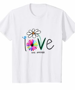 Love One Another Daisy Hippie Bird Flower Shirt