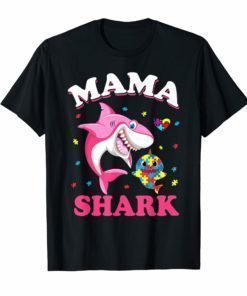 Mama Shark Autism Awareness T-Shirt For Men Women Kids