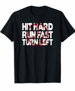 Mens Baseball T-Shirts - Hit Hard Run Fast Turn Left