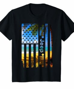 Mens Jeep American Flag Summer Beach Jeep Drivers Shirt