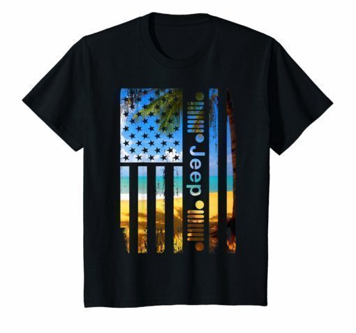 Mens Jeep American Flag Summer Beach Jeep Drivers Shirt