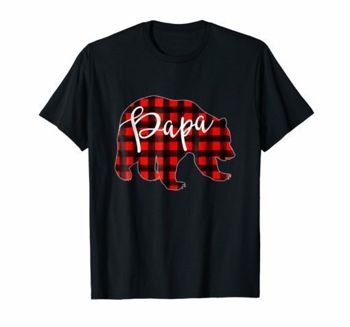 Mens Red Plaid Papa Bear Shirt Matching Pajama Family Buffalo Dad