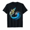 Mens Womens T Shirt Human Skeleton Skull Surfing