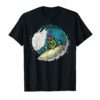 Mens Womens T Shirt Human Skeleton Skull Surfing