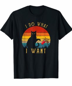 Mens Womens T Shirt Tee I do what I want cat