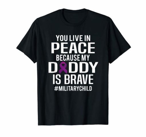 Military Child Month Purple Up Free Brave Dad Pride T Shirt