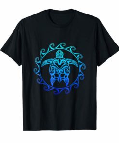 Ocean Blue Tribal Hawaiian Sea Turtle T-shirt