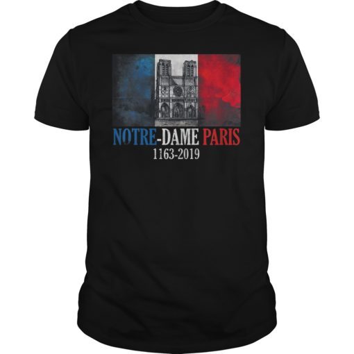 Paris Flag France City Notre Dame Cathedral T-Shirt