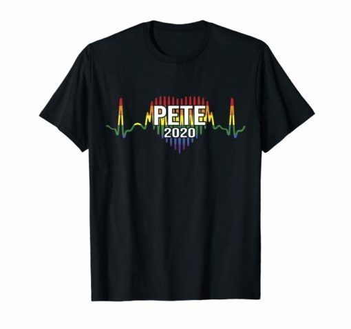 Rainbow LGBT Pride Mayor Pete Buttigieg 2020 Heart T-Shirt