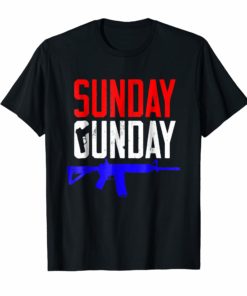 Red, White, and Blue Distressed Sunday Gunday Gun T Shirt