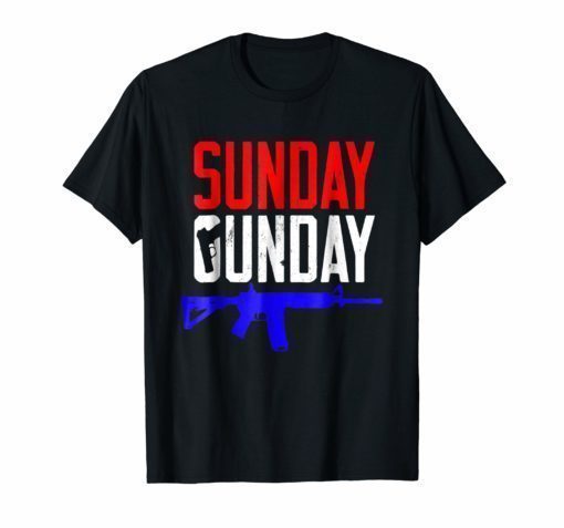 Red, White, and Blue Distressed Sunday Gunday Gun T Shirt