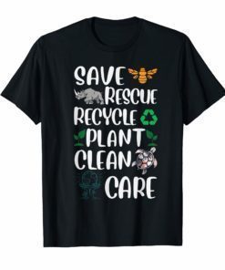 Save Bees Rescue Animals Recycle Plastic T-Shirt Earth Day