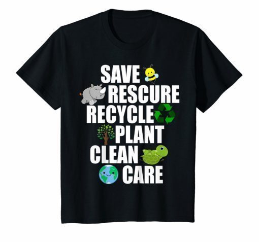 Save Bees Rescue Animals Recycle Plastic Tee Shirt Earth Day