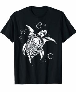 Sea Turtle Polynesian Inspired Tattoo Style T Shirt