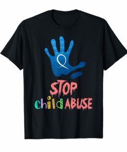 Stop Child Abuse Awareness Shirt Blue Ribbon Tee Shirt