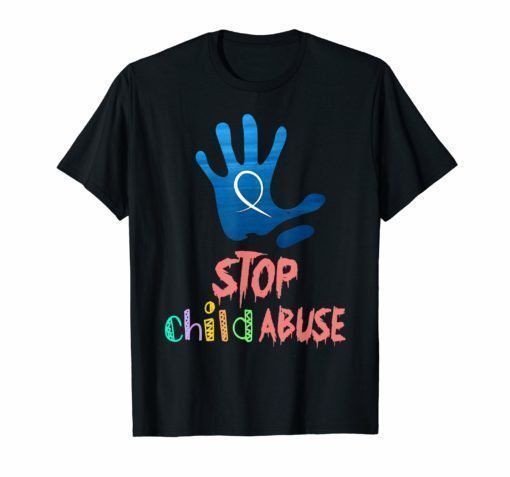 Stop Child Abuse Awareness Shirt Blue Ribbon Tee Shirt