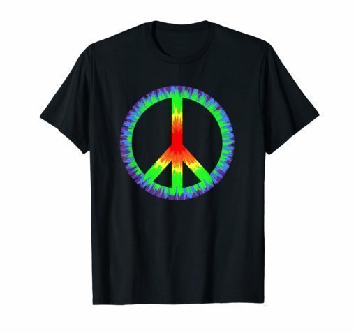 Tie Dye Color Peace Sign Tshirt - 60s 70s Retro T-Shirt