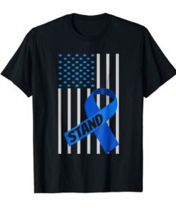 USA Flag blue Ribbon Child Abuse Prevention month Shirt