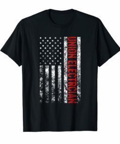 Union Electrician Shirt With A Vintage American Flag