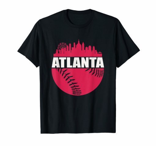 Vintage Downtown Atlanta Georgia Skyline Baseball T-Shirt