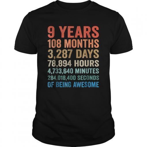 9 Years Old 9th Birthday Vintage Retro T Shirt Gifts